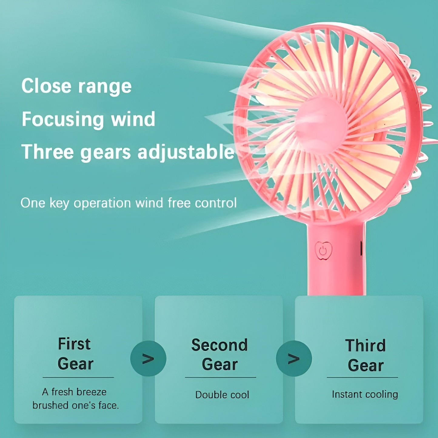 Portable USB Fan – Rechargeable 2000mAh Battery, Up to 6 Hours Working Time, 3-Speed Modes, Compact & Lightweight with USB Cable – Ideal for Home, Office & Travel