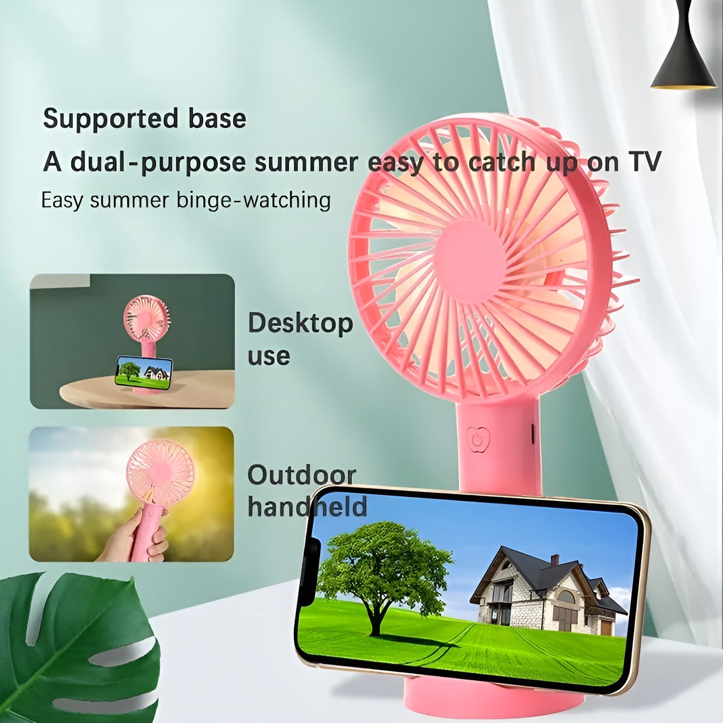 Portable USB Fan – Rechargeable 2000mAh Battery, Up to 6 Hours Working Time, 3-Speed Modes, Compact & Lightweight with USB Cable – Ideal for Home, Office & Travel